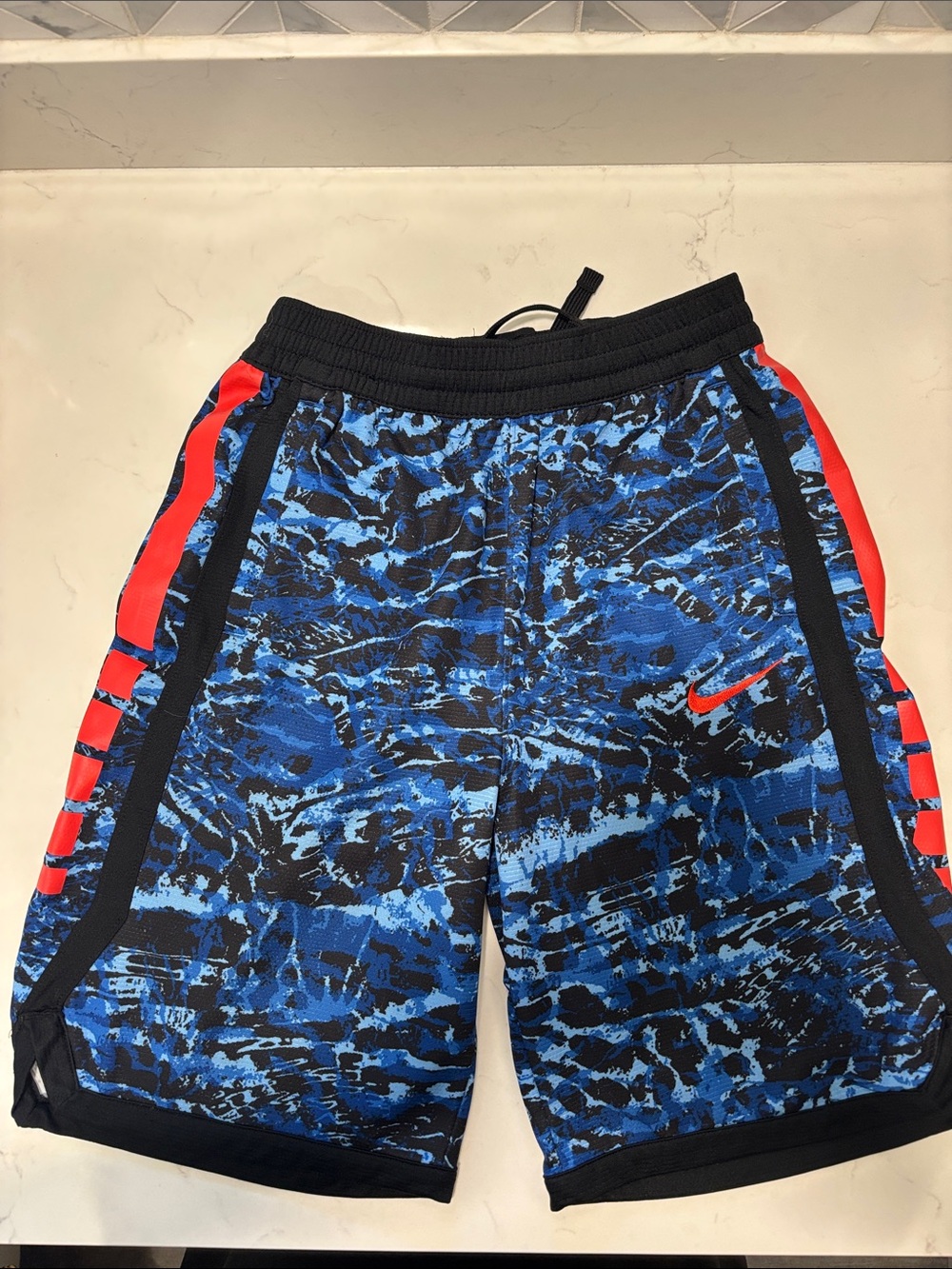 Nike Blue Camo Shorts with Red Accents